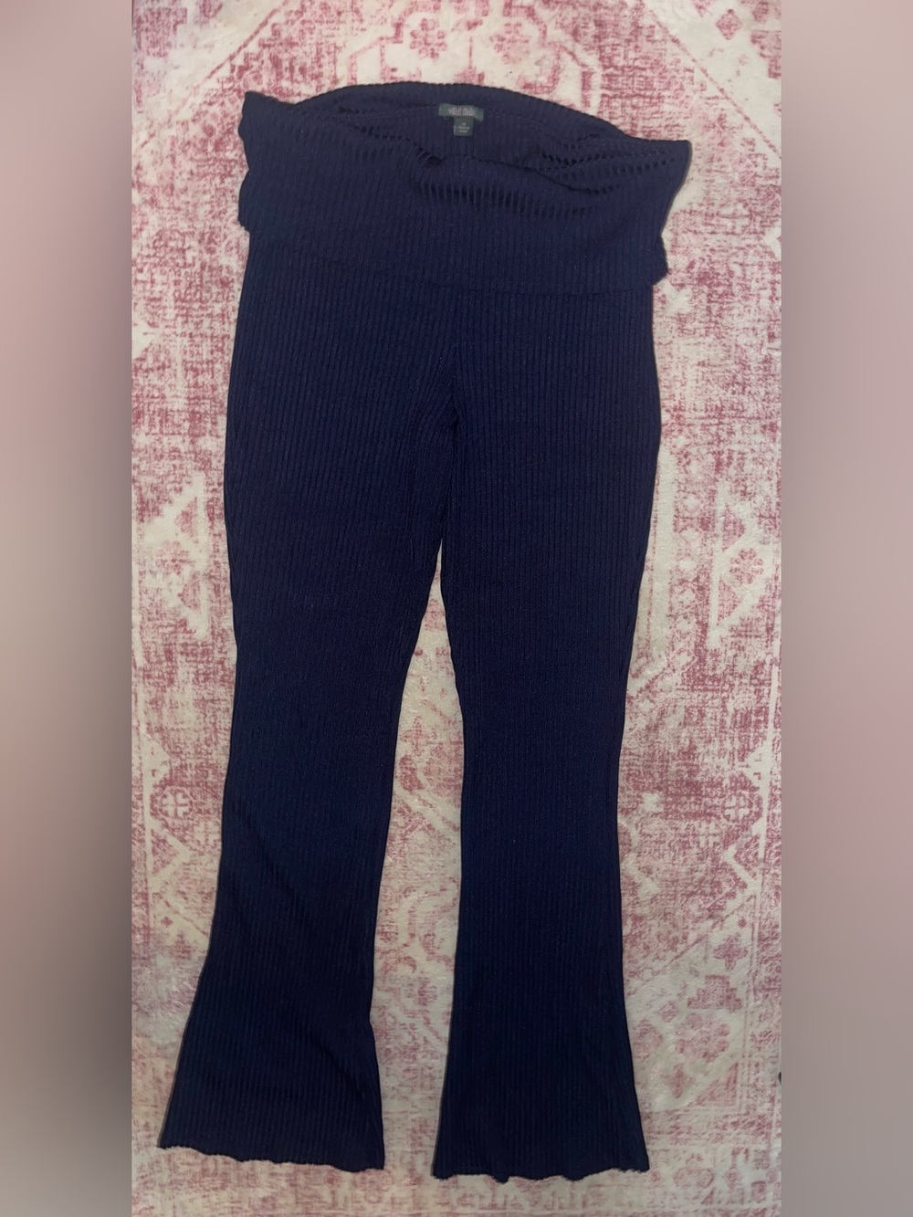 wild fable Ribbed Flare Knit Pants - Navy